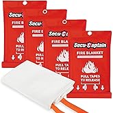 SecuCaptain Emergency Fire Blanket for Home and Kitchen - 4 Pack 40"x40" Flame Suppression Fiberglass Fire Blankets for House Camping Car Office Warehouse Survival Safety
