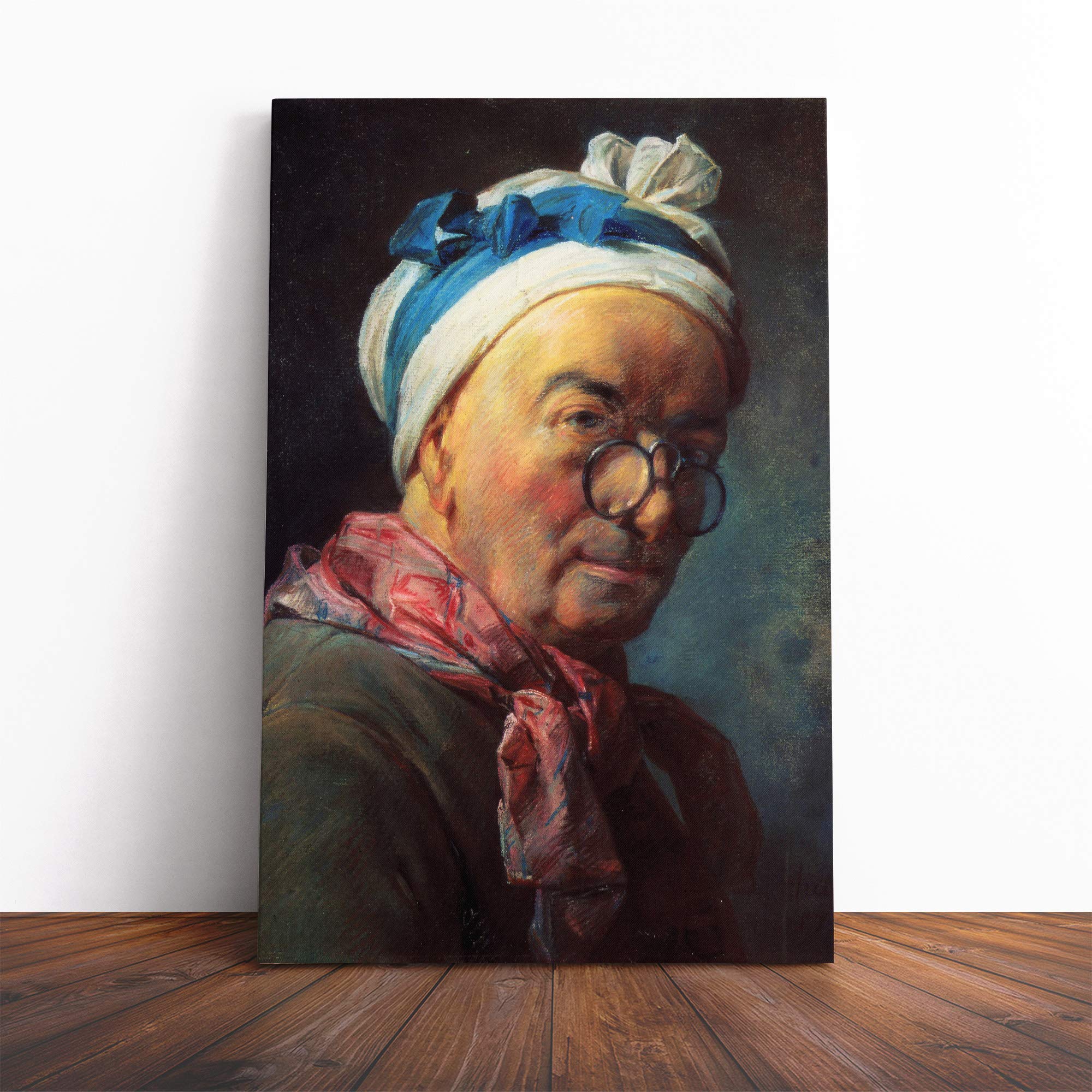 Jean Chardin Self Portrait Canvas Print | Gallery Wrapped 30mm Frame Wall Art | 20x14 inches | Ready to Hang | Modern People Picture | Living Room Bedroom Lounge Office