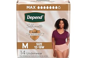 Depend Silhouette Adult Incontinence & Postpartum Underwear for Women, Maximum Absorbency, Medium, Pink, 14 Count
