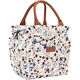 Joymee Lunch Bag Women Insulated Lunch Box Cute Corduroy Reusable Leakproof Large Capacity Lunch Tote Bag for Women Men Adult with Bottle Holder and Side Pockets for Work - Corduroy Floral
