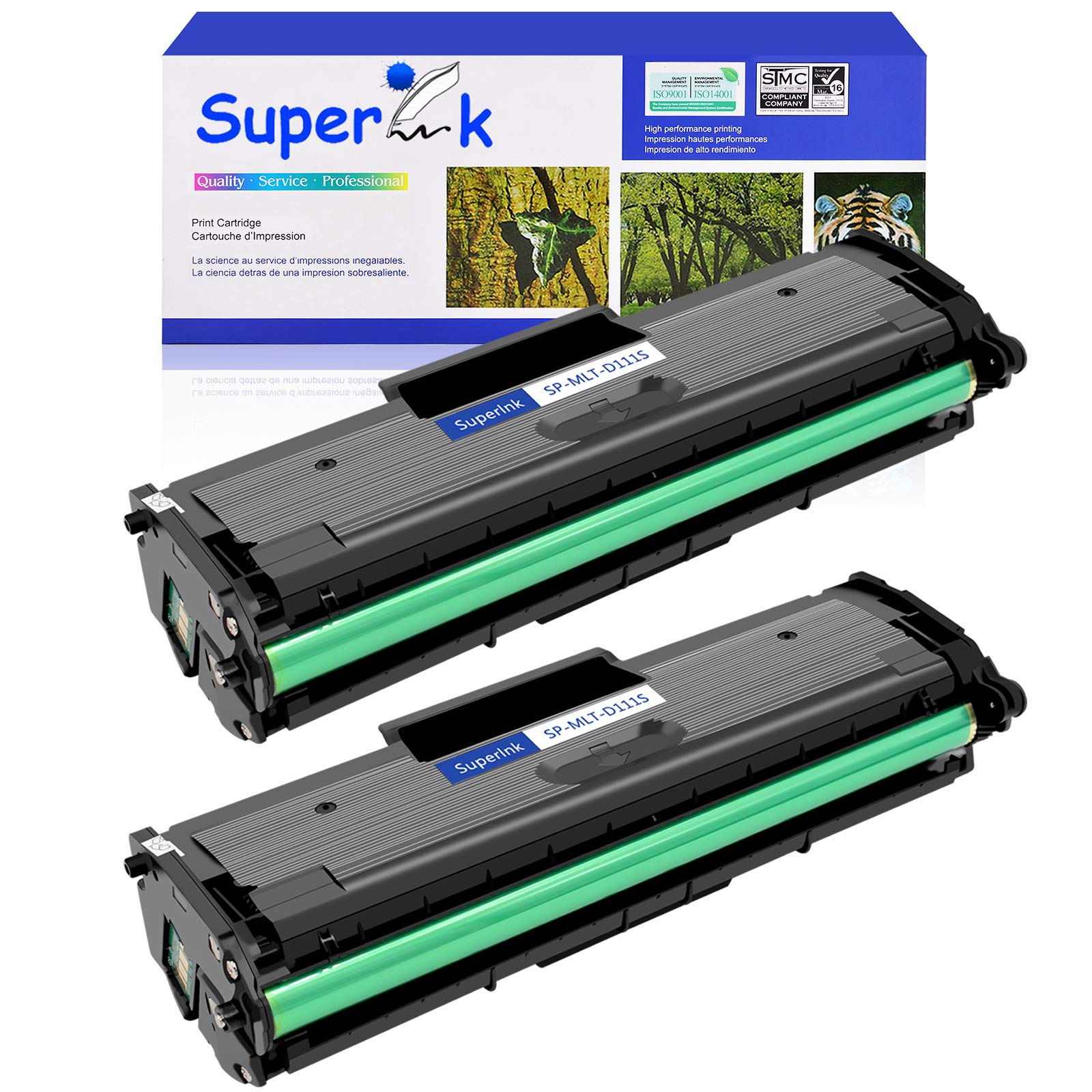 SuperInk 2 Pack High Yield MLT-D111S Toner cartridges Compatible for Samsung MLT-D111S MLTD111S 111S D111S D111L to Use with Xpress M2020W M2022W M2024W M2026W M2070W M2070FW Laser Printer
