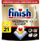 Finish Ultimate Quantum Dishwasher Pods, Dish Detergent, Lemon Scent, 21ct | Dishwasher Detergent Dish Soap, Dishwasher Tabs, Dish Detergent Pods, Removes Burnt-On &amp; 24HR Dried-On Stains
