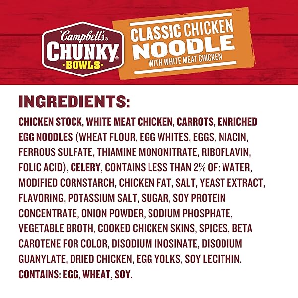 CAMPBELL’S CHUNKY SOUP, CLASSIC CHICKEN NOODLE SOUP, 15.25 OZ MICROWAVABLE BOWL (CASE OF 8)