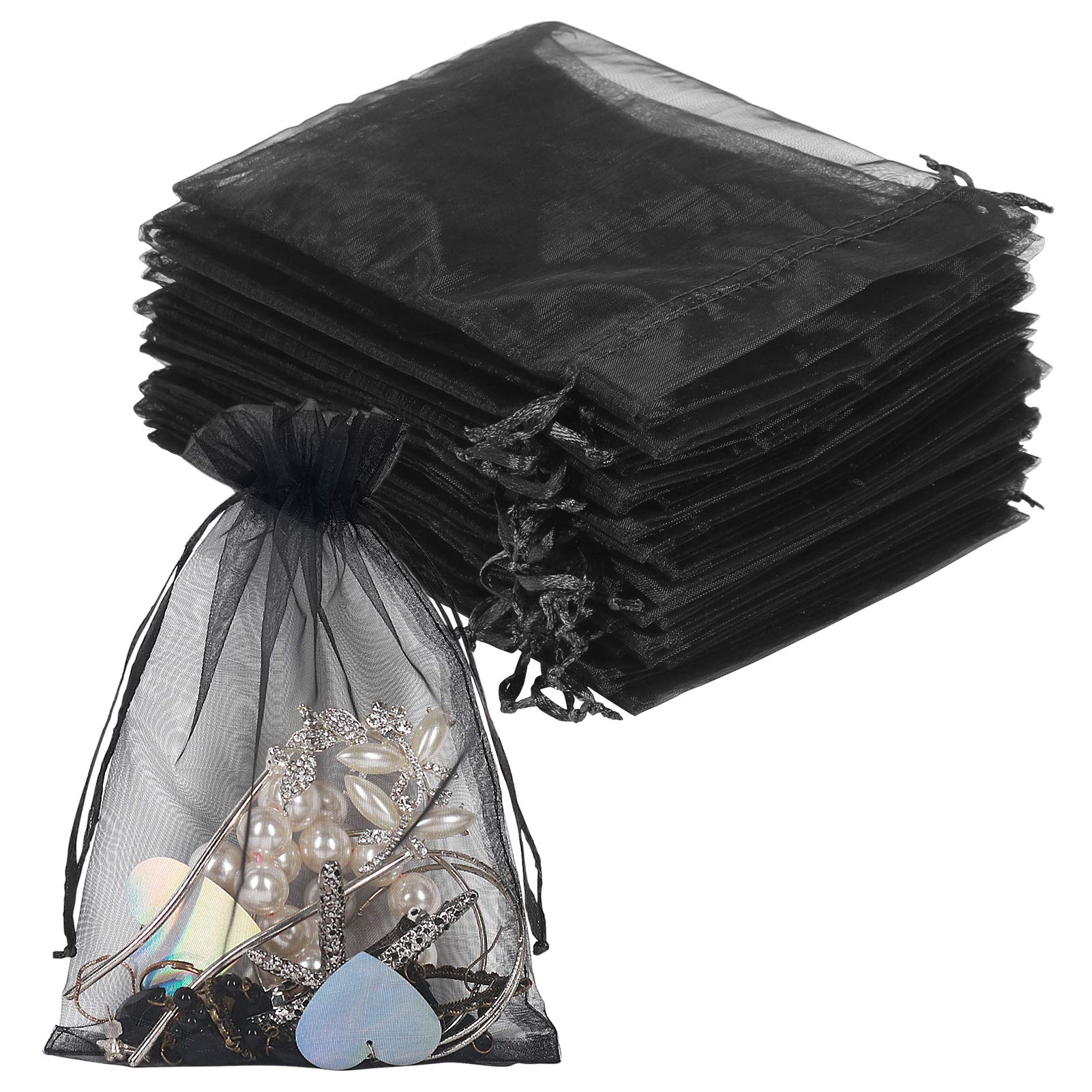 Photo 1 of YQL Black Organza Bags,100PCS 5x7 Inch Gift Favor Bags Mesh Fruit Protection Bags Jewelry Pouches Sachet Bags Wedding Party