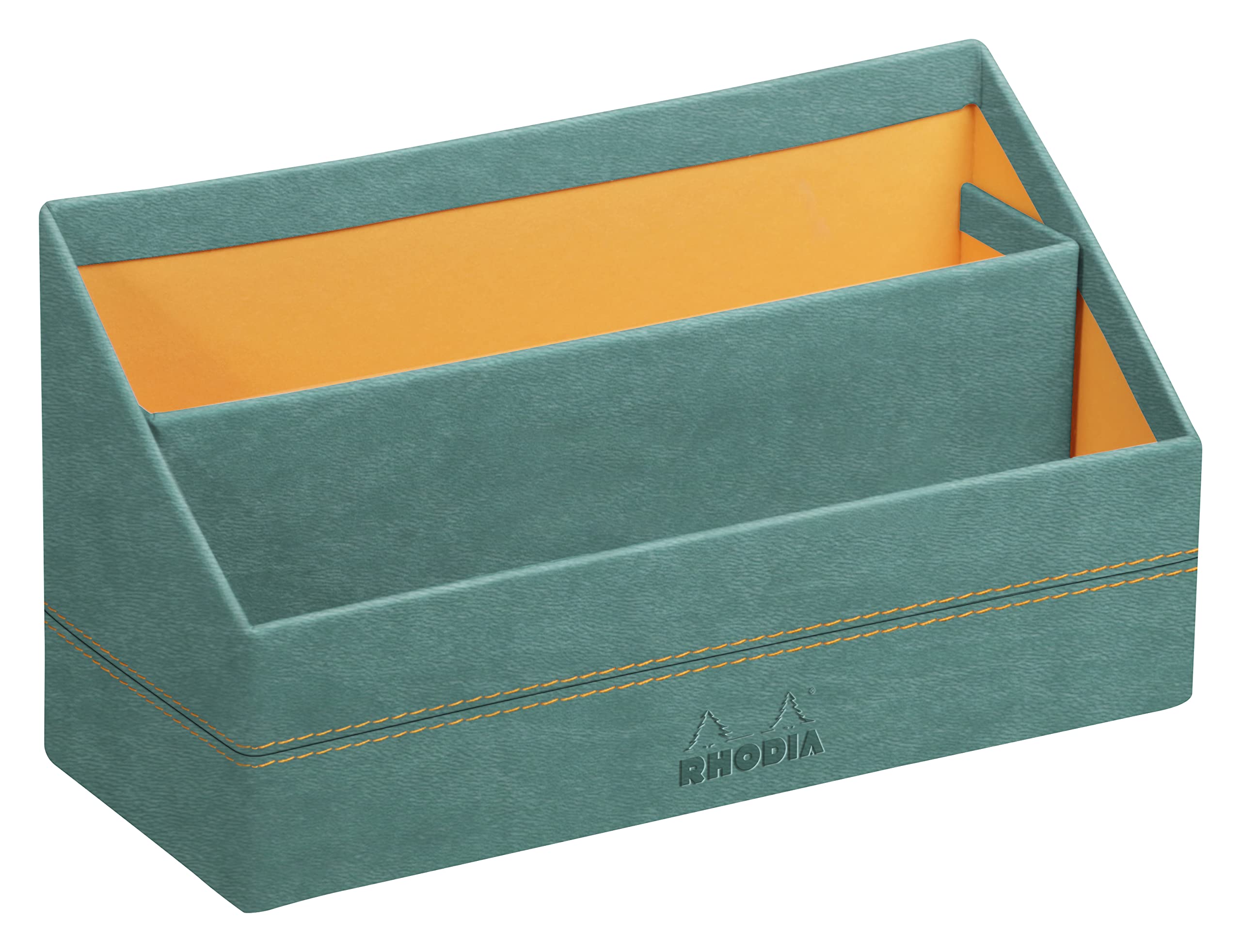 RHODIA 194611C - Water Mail Holder - 25x10x31 cm - Orange Saddle Stitching - Faux Leather Exterior - Home Office Collection Rhodiarama - Office Organization & Designer Storage