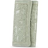 MEITRUE Women's Wallet Leather RFID Blocking Trifold Ladies Purse Embossed long Clutch Card Holder Phone Checkbook Organizer