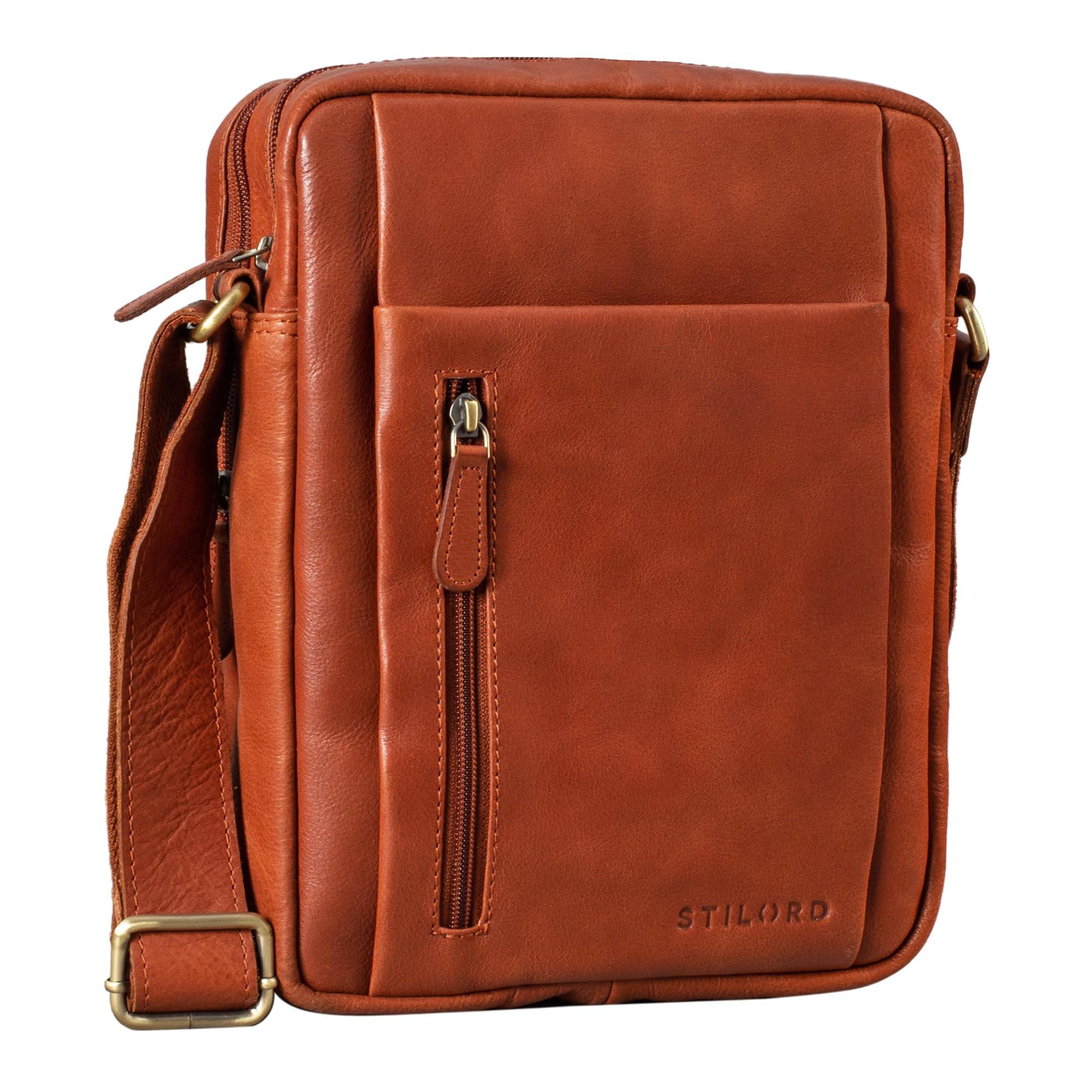 STILORD "Irving" Vintage Leather Bag Shoulder Cross Over Handbag Satcel for 10.1 Inch Tablet and iPad DIN A5 Small Messenger Bag Colour:Vegetable - Brown