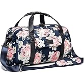 Kinmac Women's Travel Duffel Bag,Sports Gym Yoga Duffel Bag Weekender Overnight Totes Bag with Shoes and Wet Compartment (Rose Blue)