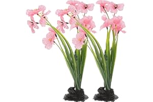 UKCOCO 2pcs Decorative Fish Tank Plant, Realistic Silk Aquarium Plants for Desktop Decor, Assorted Color Aquarium Accessories