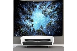 Alishomtll Forest Tapestry Galaxy Sky Tapestry Moon and Stars Nature Tapestry for Bedroom Wall Hanging Starry Night Tapestry Wall Tapestry for Dorm Living Room Bedroom (X - Large, Forest Star)
