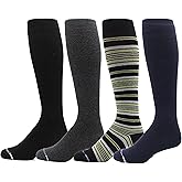 Dr. Motion 4 Pairs Men's Athletic Traveler Graduated Compression Knee High Socks