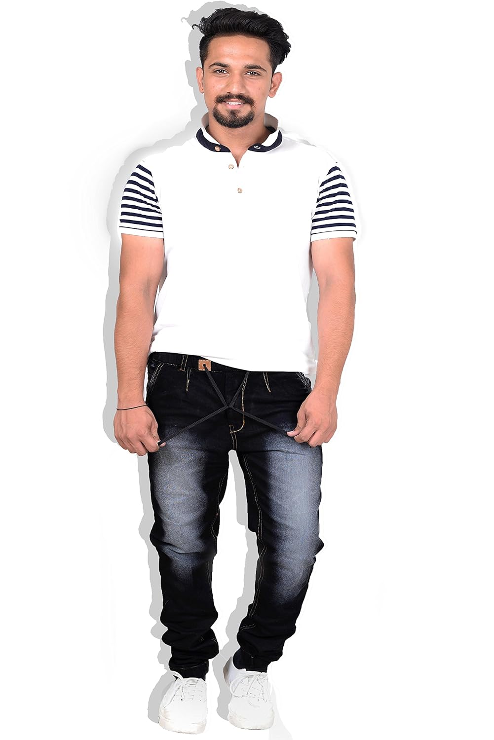 styzon regular men's dark black jogger fit jeans