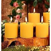 4 Pack Natural Beeswax Pillar Candles,2x2in 100% Pure Beeswax Candles-80 Hours Long Burning,Unscented Bees Wax Candles for Home,Prayer,Emergency,Dripless Smokeless Organic Pillar Candles Bluk