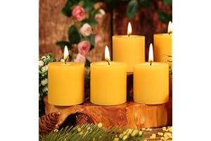 MAKALONE 4 Pack Natural Beeswax Pillar Candles,2x2in 100% Pure Beeswax Candles-80 Hours Long Burning,Unscented Bees Wax Candles for Home,Prayer,Emergency,Dripless Smokeless Organic Pillar Candles Bluk