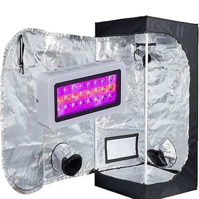 TopoLite 300W/ 600W/ 800W/ 1200W Full Spectrum LED Grow Light + Multiple Size Grow Tent Dark Room Indoor Hydroponic System Kit (LED 300W, 24"x24"x48" D-Door)