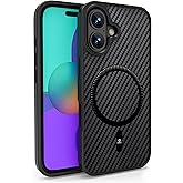 ONES Magnetic for iPhone 16 Case, [Compatible with MagSafe][Military-Grade Drop Protection] Carbon Fiber Pattern, Shockproof Protective Hard Back Cover for iPhone 16 Phone Case, Black