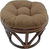 Blazing Needles Solid Twill Round Footstool Cushion, 18", Toffee