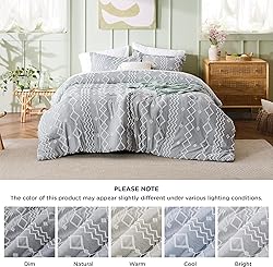 Bedsure Boho Tufted Comforter Set Full - Grey