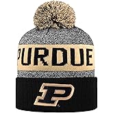 LogoFit NCAA Team Color-Embroidered Logo -Cuffed Knit Skully Beanie Pom Hat-OSFM