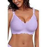 HORISUN Wireless Seamless Bras for Women No Underwire Wavy V Neck Soft Support Full Coverage Comfortable Bra