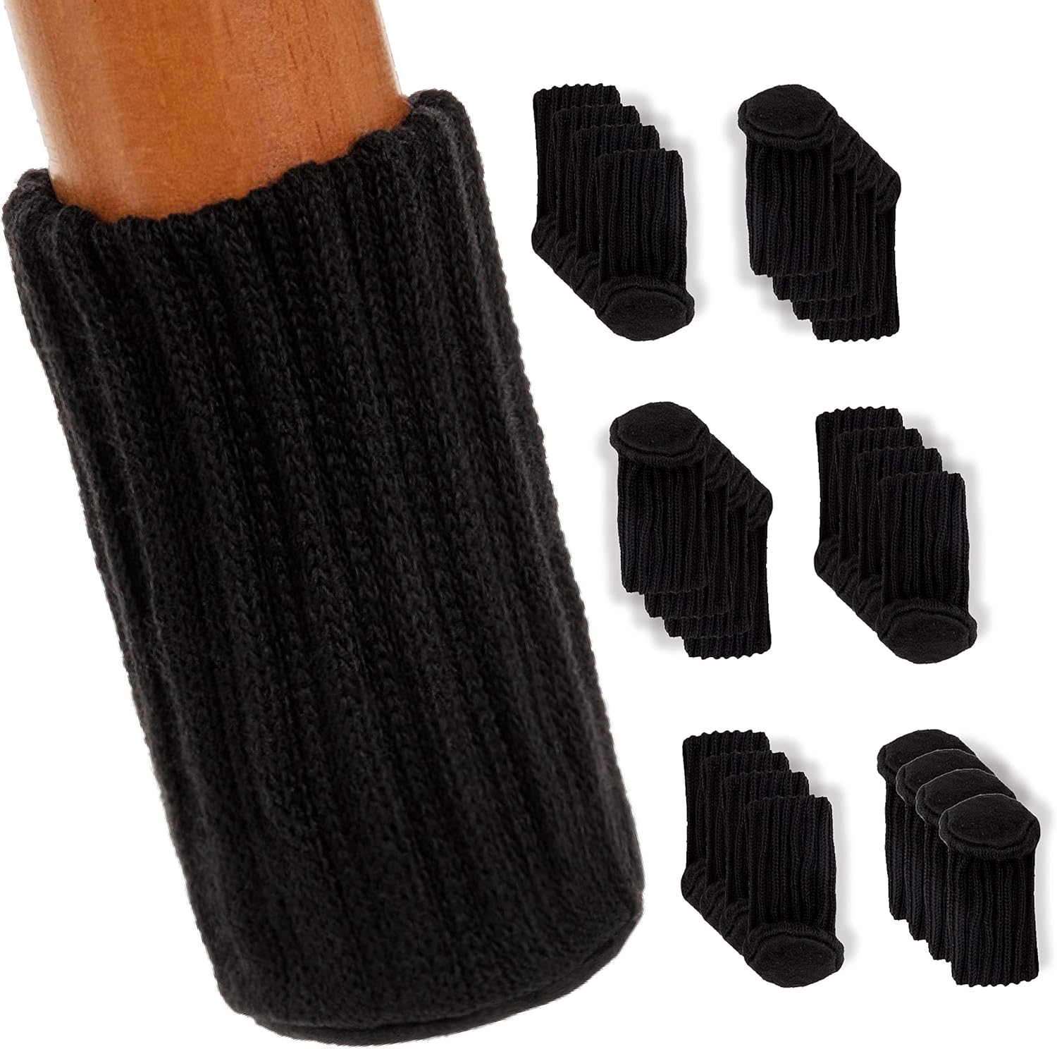 Floor HERO Chair Socks, 24 Pack | The Un-Holey, Firm-Grippy, Near-Silent Felt Padded Floor Protector Socks | for Chairs & Legs Diameter 3/4