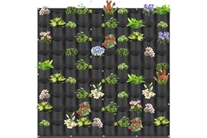 LITLANDSTAR Hanging Planting Grow Bags, 90 Pockets Wall Planter Wall Mounted Grow Bag Outdoor Indoor Gardening Vertical Greening Flower Container, Planting Bags Storage Bags(1.1 m × 1.1 m, Black)