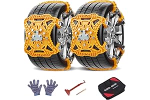 LARNORJE Snow Chains for Car 6 Pack, Emergency Anti Slip Chains for SUV/Trucks/ATV, Adjustable Universal Winter Security Chains for Ice Snow Mud Sand, Easy Installation, Tires Width 6.5-10.8"/165-275mm