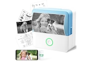 ADBAOBO Mini Sticker Printer, Portable Bluetooth Photo Printer, Pocket Thermal Printer for Study Notes, Scrapbook Supplies, Journals, Receipts, Compatible with Phone & Tablet, Blue