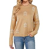 SunnyMelody Women‘s Cute Christmas Sweater, Snowflake Tree Print Knit Pullover, 2025 Cozy Funny Holiday Party Ugly Xmas Tops