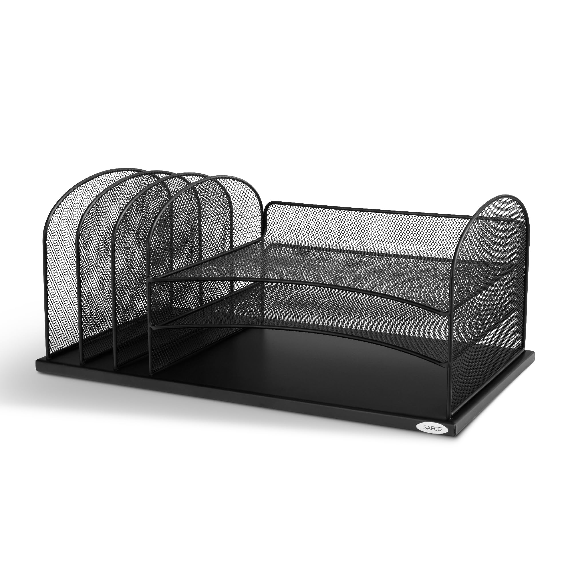 Safco 3254BL Onyx Mesh Desk Organizer with 3 Horizontal and 3 Upright Sections