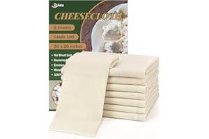 DYNTA Cheesecloth for Straining Grade 100, 8 Pieces Reusable Hemmed Cheesecloth 20 x 20 Inches, 100% Unbleached Cotton Cheese Cloths for Straining, Filtering, Canning, Covering, Polishing and Decoration