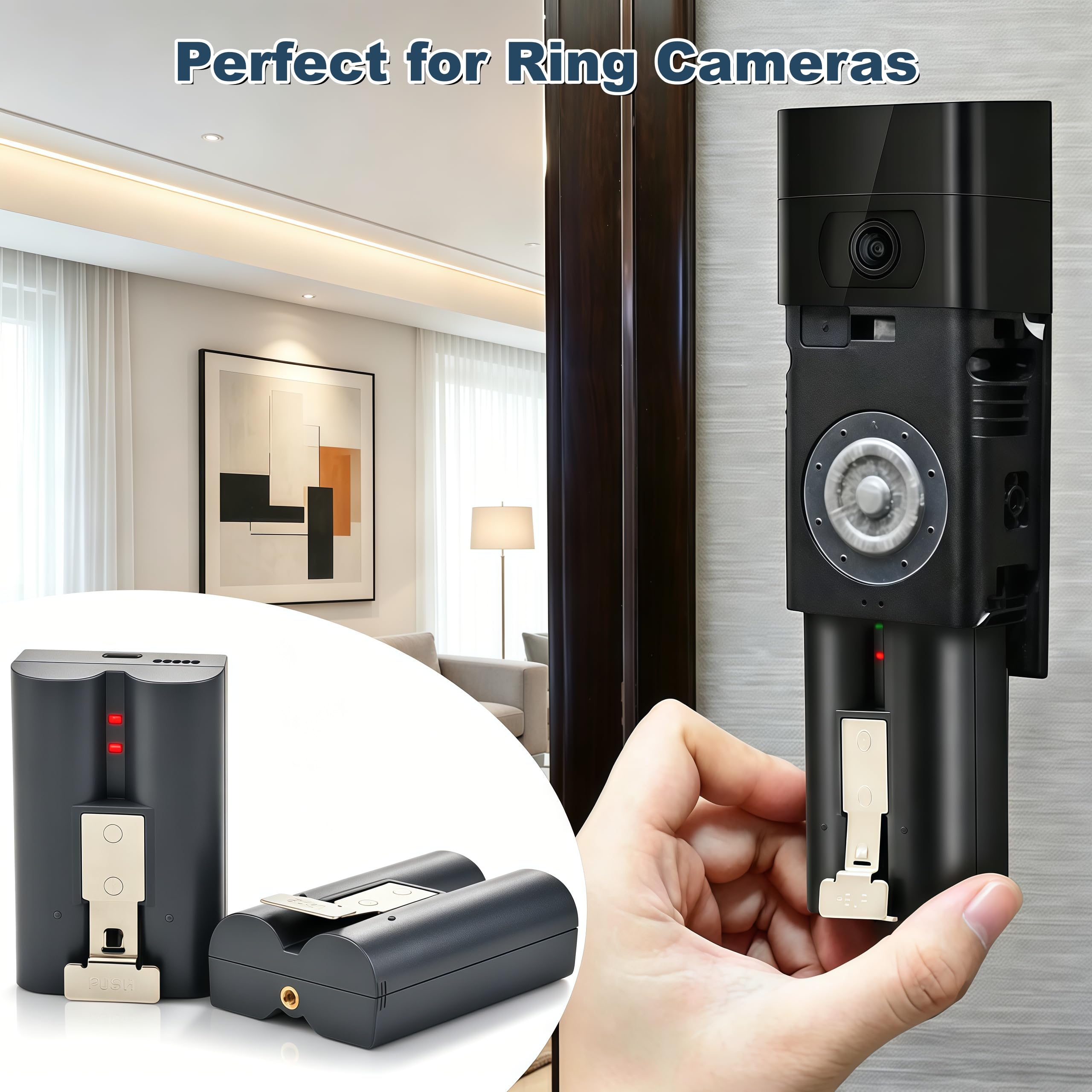 6040mAh Akku mit Ladegerät für Ring Video Doorbell 2/3/3 Plus/4, Spotlight Cam, Stick Up Cam und Peephole Cam Indoor 4