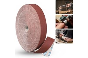 Shineboc 240 Grit Emery Cloth Roll, 1" x 82 Feet Aluminum Oxide Continuous Sandpaper Roll for Wood, Metal & Automotive Sandin