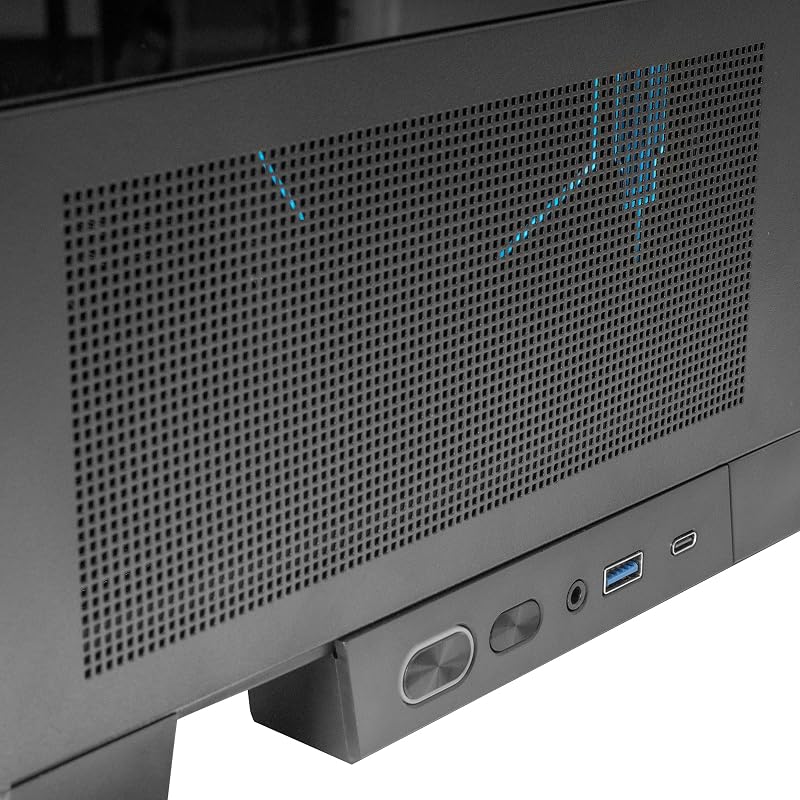 MC-LCDX, Caja Gaming ATX, Pantalla IPS 9.16" Integrada y Conexión HDMI, Cristal Templado Continuo, Panel Inferior Full Mesh, Doble Cámara, Soporte Refrigeración Líquida hasta 360mm, Negro