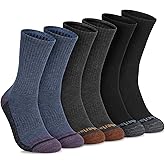 Timberland Men's Comfort Crew Socks, Arch Support, Padded Cushion, Moisture Control, Assorted 6 Pack (Size 7-12)