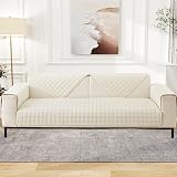 LINGKY Soft Flannel Sofa Covers 1 2 3 Seater Non-Slip Beige White 70x70cm view 3