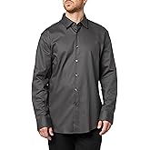BOSS, Hank Stretch Twill Button Down Shirt, Grey Shine, 17.7