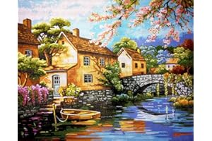 Hudemas Needlepoint Kit Printed Tapestry Canvas and Threads Landscapes 20x16 inches (512)