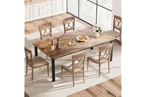 Garvee Industrial Dining Table for 6-8 People, 78.7" Long Kitchen Table with Sturdy Metal Frame & Seats 6 Rectangular Counter