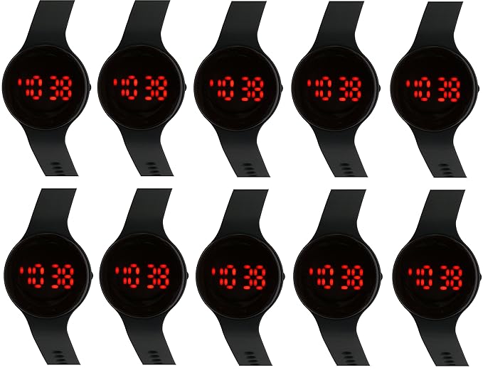 Pappi-Haunt - QUALITY ASSURED - KIDs FIRST CHOICE - BIRTHDAY/PARTY RETURN GIFT - SET OF 10 ROUND LED BANDS WATCH