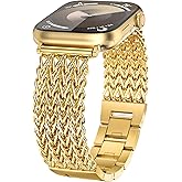 Minyee Compatible with Apple Watch Band 41/40/38/44/45/46/49/42mm Women, Dressy Stainless Steel Metal Adjustable Chain Strap Link Bracelet Wristband for iWatch Series 11 10 9 8 7 6 5 4 3 2 1 Ultra SE