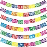 Asoulin 6 PCS Papel Picado Dia De Los Muertos, Mexican Party Decorations | 108FT Plastic Mexican Party Banners, Day Of The Dead Decor, Fiesta Party Decoration, Cinco De Mayo Decorations Party Supplies