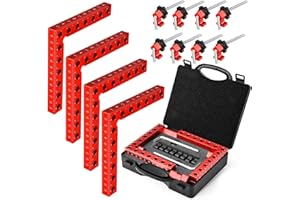 Miucoguier Corner Clamp for Woodworking, 90 Degree Clamp with Box, Right Angle Clamp Woodworking Tools, 4 Pack 5.5" x 5.5"Aluminum Alloy Positioning Clamping Squares for Picture Frames Cabinets