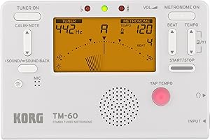 KORG KO-TM60WH TM-60 Combo Tuner Metronome with LED Screen, White