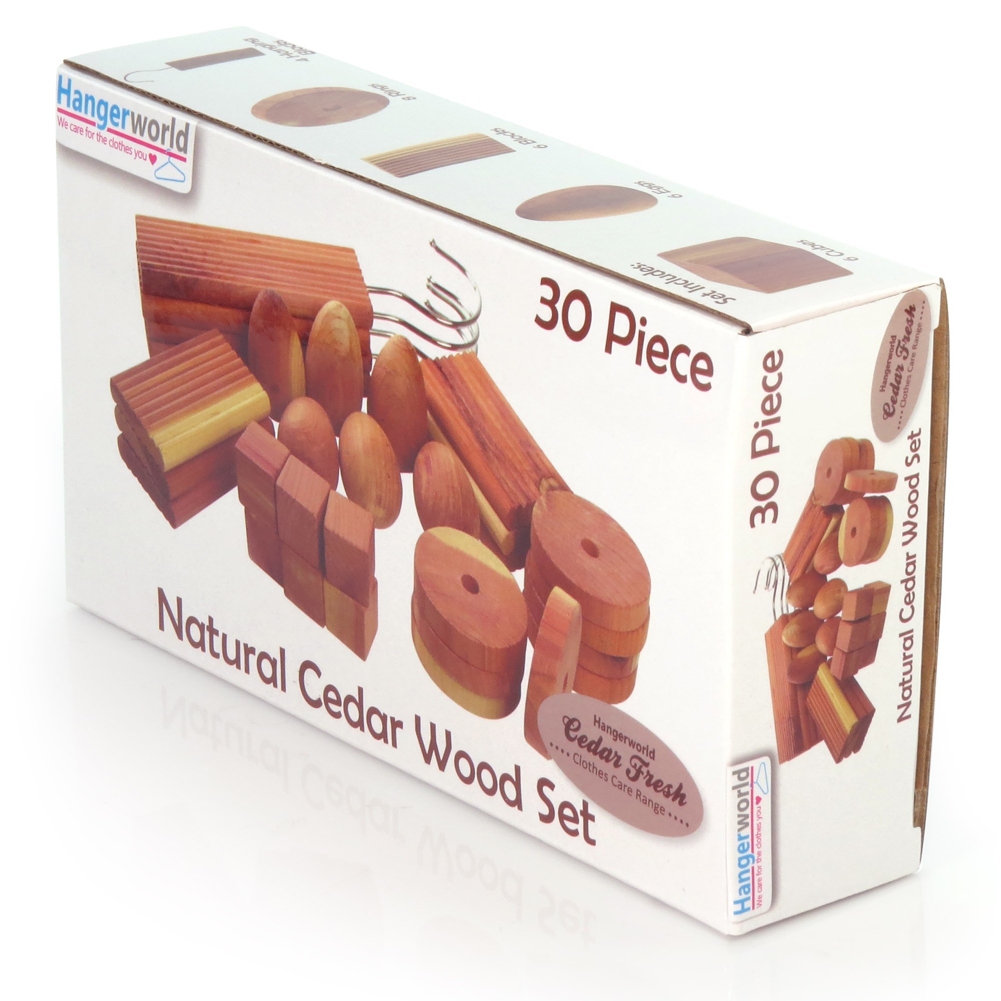 Hangerworld 30 Cedar Wood 440g Set of Mixed Shapes Pieces Blocks Wooden Fresheners