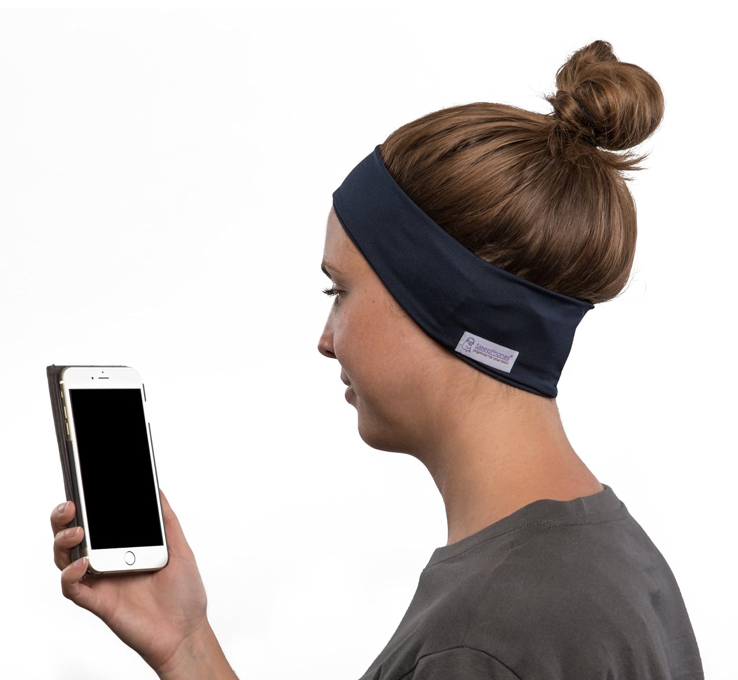 AcousticSheep SleepPhones Kabellos Bluetooth Stirnband-Schlaf-Kopfh/&ouml;rer Weiches grau Vlies mittel