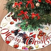 Shellwei 36 Inch Christmas Tree Skirt Cat Style Christmas Tree Cat Mat Decorations for Holiday Party Indoor Outdoor Decorations
