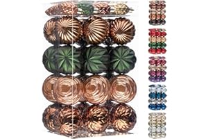 JORNOY Christmas Tree Ornaments - 2.36inch/60mm Shatterproof Ornaments for Christmas Tree Set, Plastic Decorative Hanging Balls Ornaments for Xmas Tree Decorations, 40ct (Earth Tone)