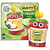 Mott's No Sugar Added Applesauce, 3.2 Oz Clear Pouches, 24 Count (6 Packs Of 4), Good Source Of Vitamin C, No Artificial Flav