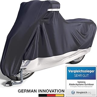 Velmia Motorrad Abdeckplane Outdoor & Indoor [Größe XL] Roller Abdeckplane wasserdicht, Winterfest, lackschonend & hitzebeständig - VERGLEICHSSIEGER